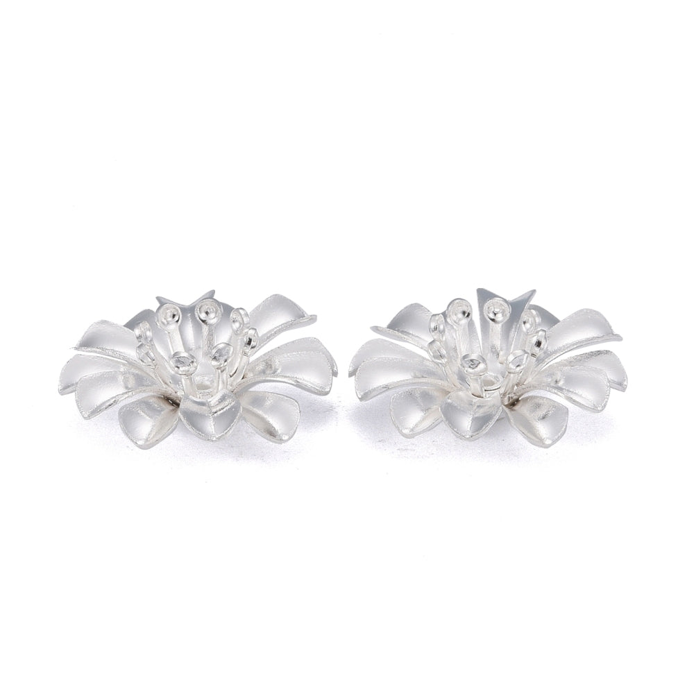 Pärlhattar i mässing Blomformade med pistiller 925 Silverpläterade, 6-pack