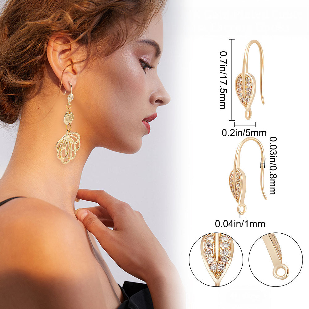Guldpläterade öronkrokar med cubic zirconia