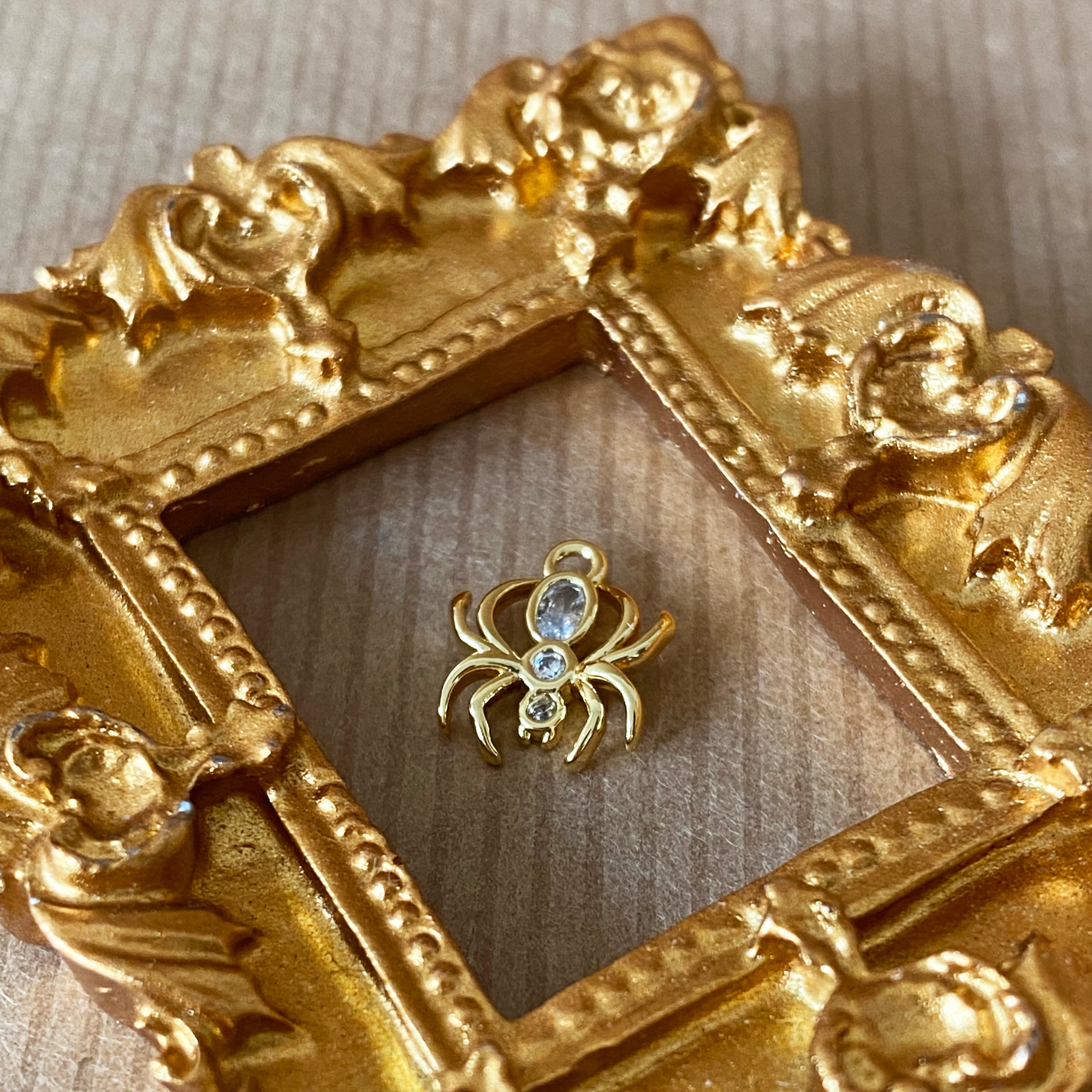 Berlock Spindel i mässing med Cubic Zirconia och 18K guldpläterad, 1 st