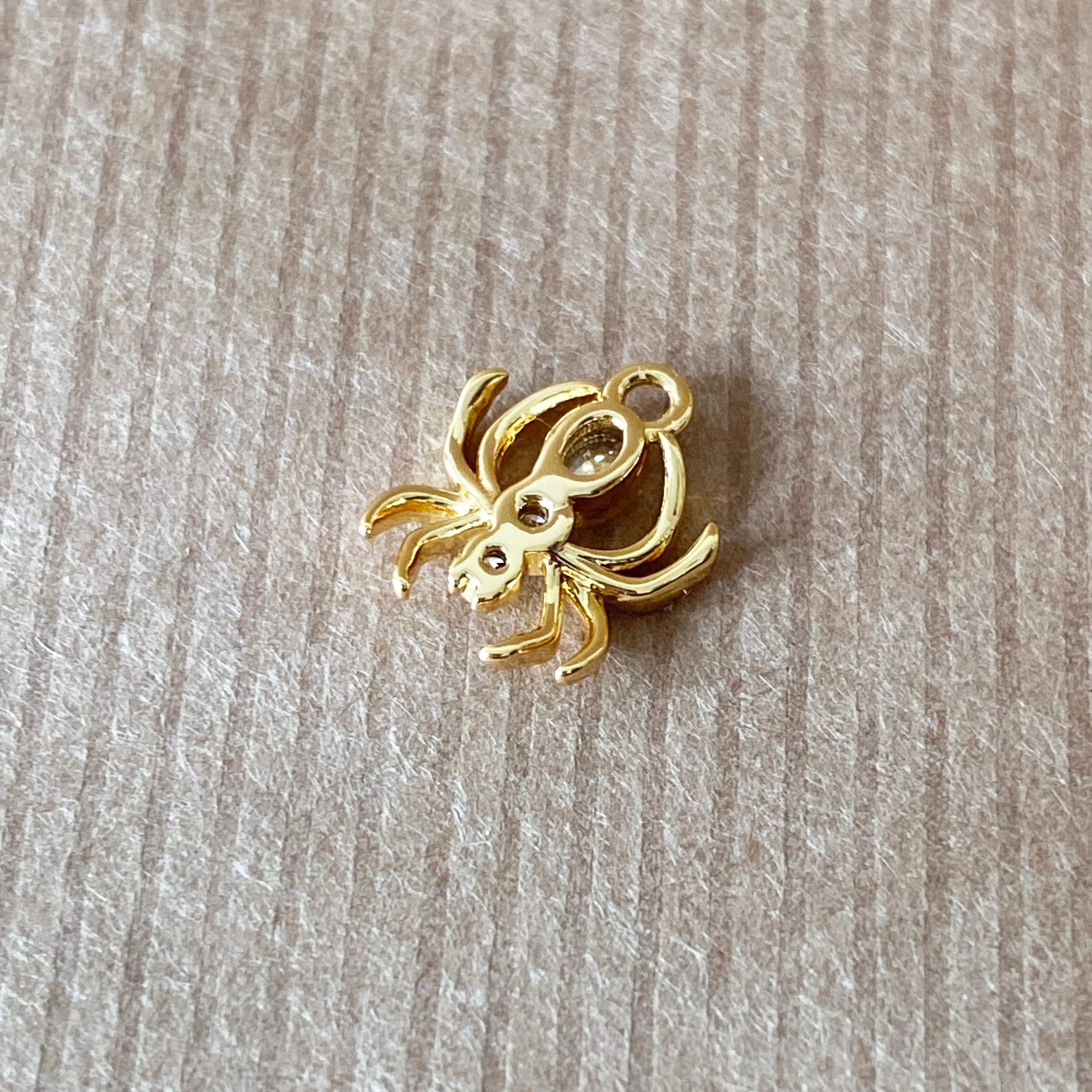 Berlock Spindel i mässing med Cubic Zirconia och 18K guldpläterad, 1 st