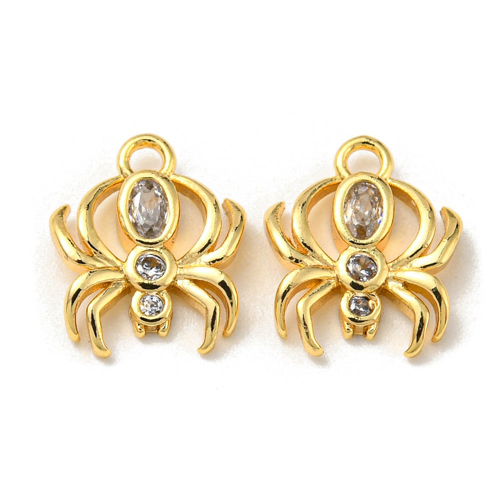 Berlock Spindel i mässing med Cubic Zirconia och 18K guldpläterad, 1 st