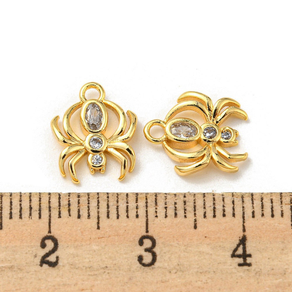 Berlock Spindel i mässing med Cubic Zirconia och 18K guldpläterad, 1 st