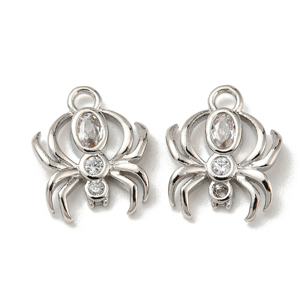 Berlock Spindel i mässing med Cubic Zirconia och Äkta Platinapläterad, 1 st