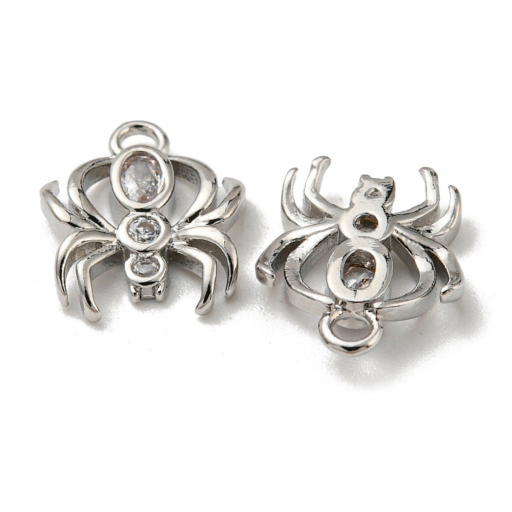 Berlock Spindel i mässing med Cubic Zirconia och Äkta Platinapläterad, 1 st