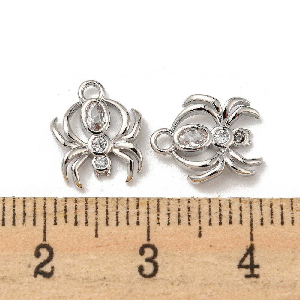Berlock Spindel i mässing med Cubic Zirconia och Äkta Platinapläterad, 1 st