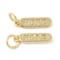 Mässingsberlock med bindring 4x14mm och text Hope på båda sidor 18K guldpläterad, 1 st
