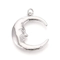 Mässingsberlock måne ansikte 30x25mm platina, 1 st