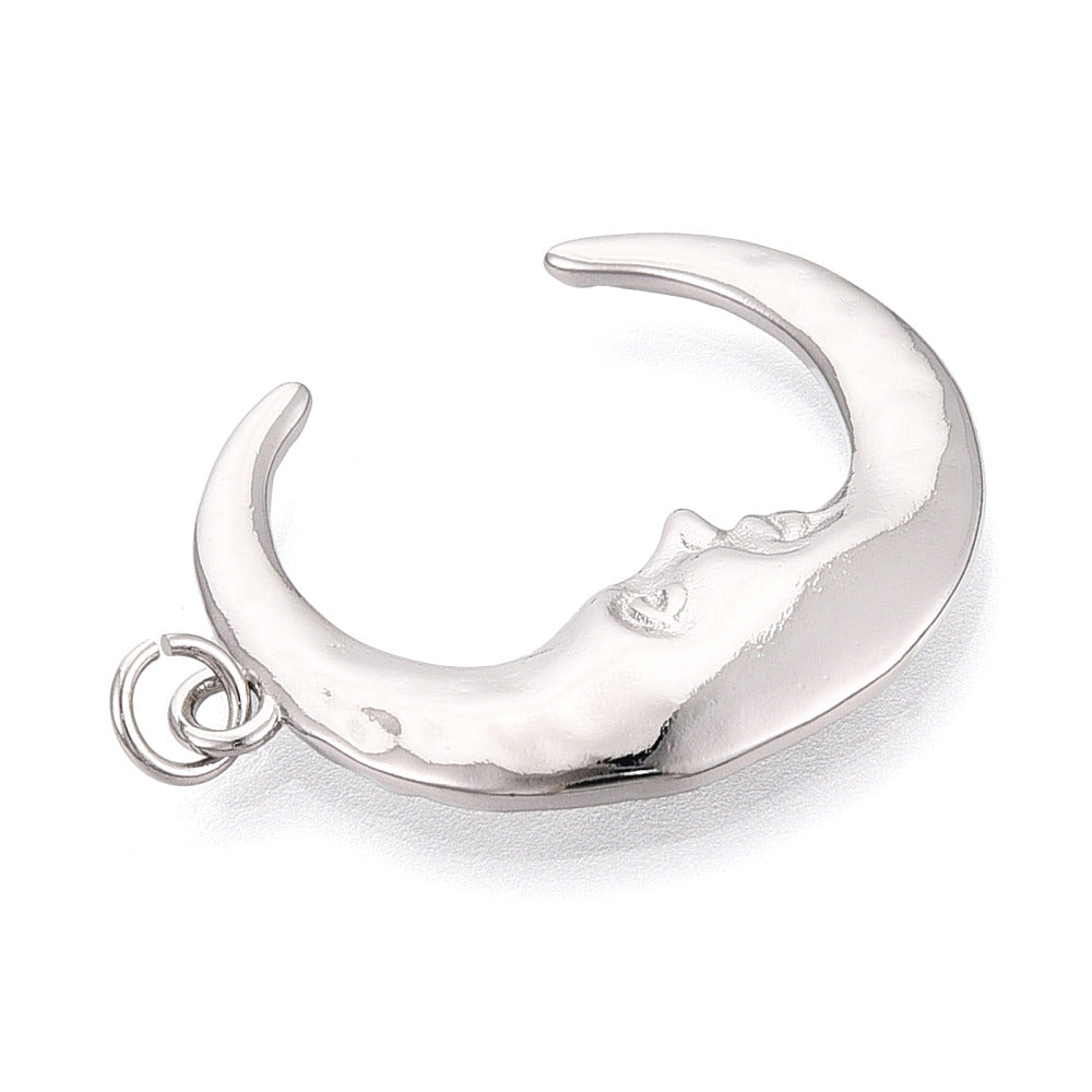 Mässingsberlock måne ansikte 30x25mm platina, 1 st