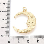 Mässingsberlock måne ansikte 30x25mm 18K Guldpläterad, 1 st