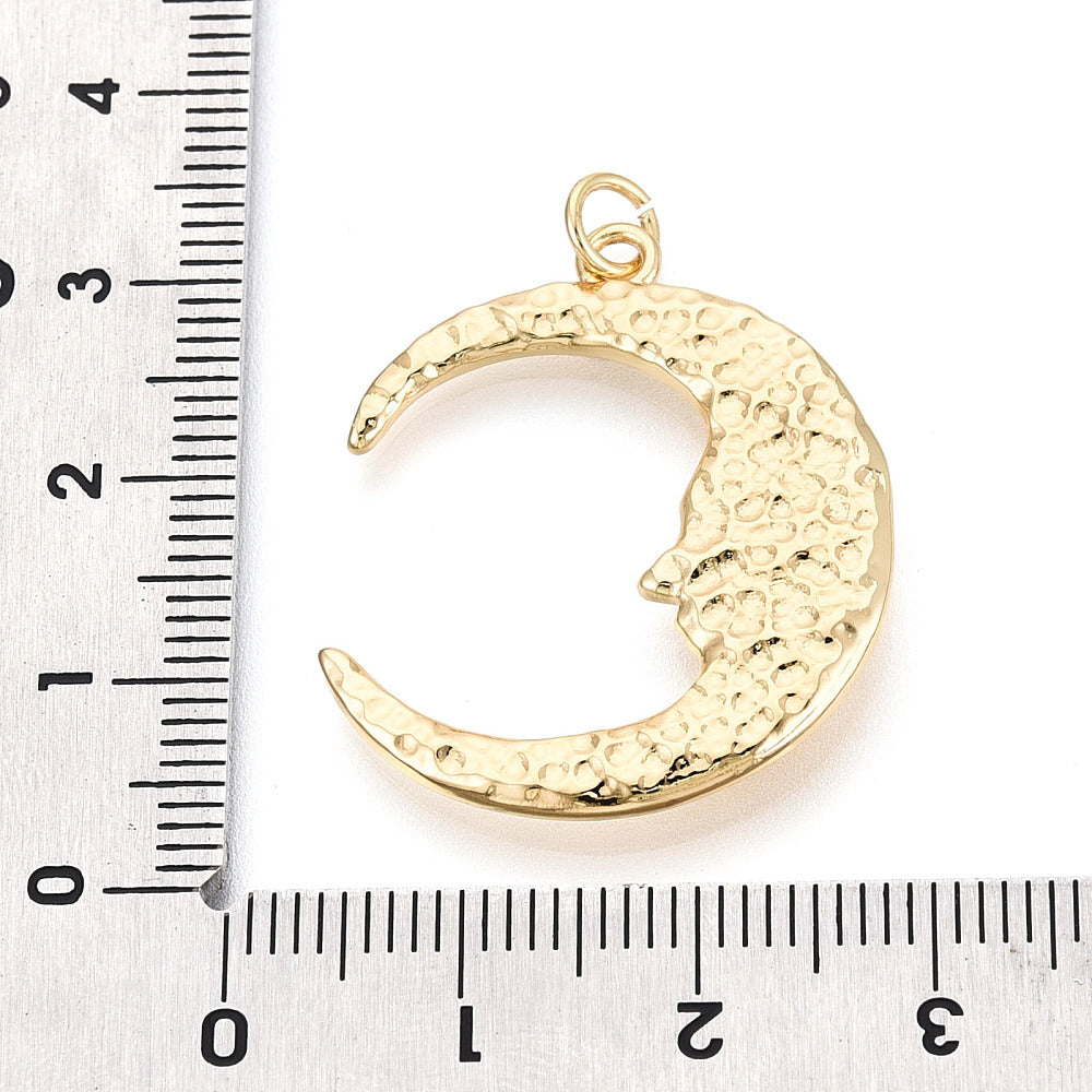 Mässingsberlock måne ansikte 30x25mm 18K Guldpläterad, 1 st