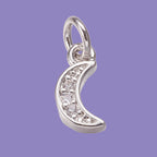 Berlock Måne i mässing med cubic zirconia platinapläterad, 1 st