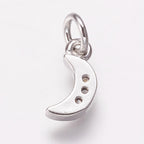 Berlock Måne i mässing med cubic zirconia platinapläterad, 1 st