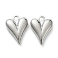 Berlock hjärta i metall platinapläterad, 2-pack