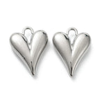 Berlock hjärta i metall platinapläterad, 2-pack