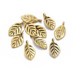 Tibetansk Berlock blad 16mm antikguld, 6-pack