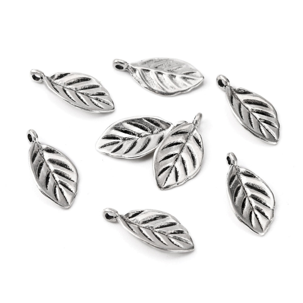 Tibetansk berlock blad antiksilver Nickelfri, 6-pack