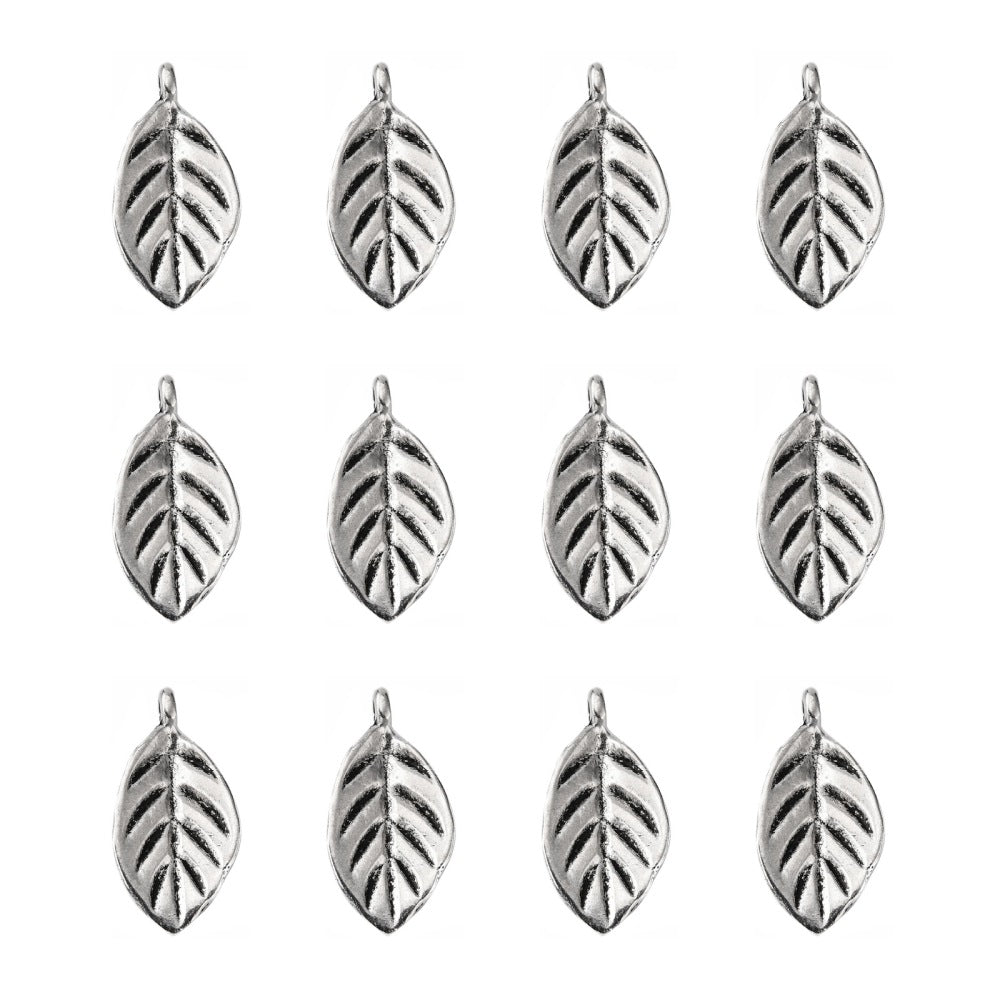 Tibetansk berlock blad antiksilver Nickelfri, 6-pack