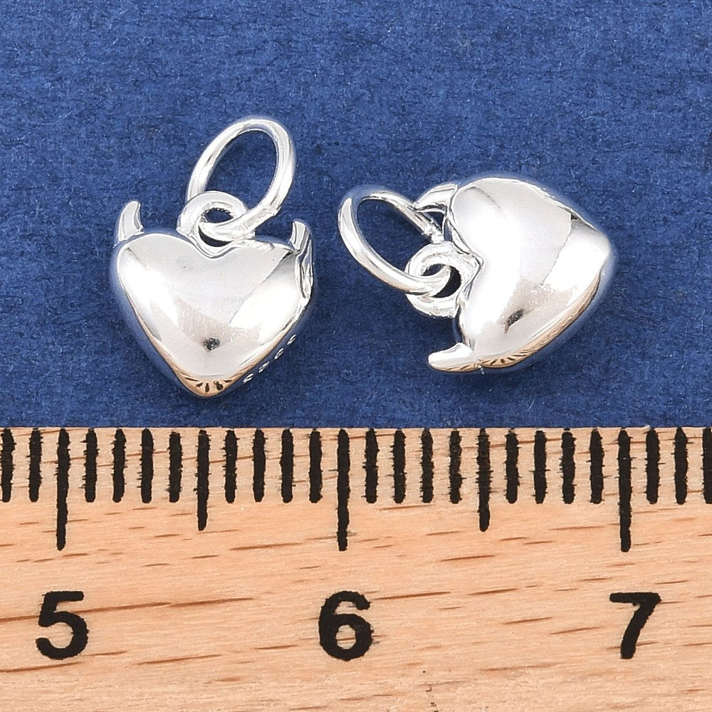 Hjärtberlock med horn i äkta 925 Sterlingsilver, 1 st