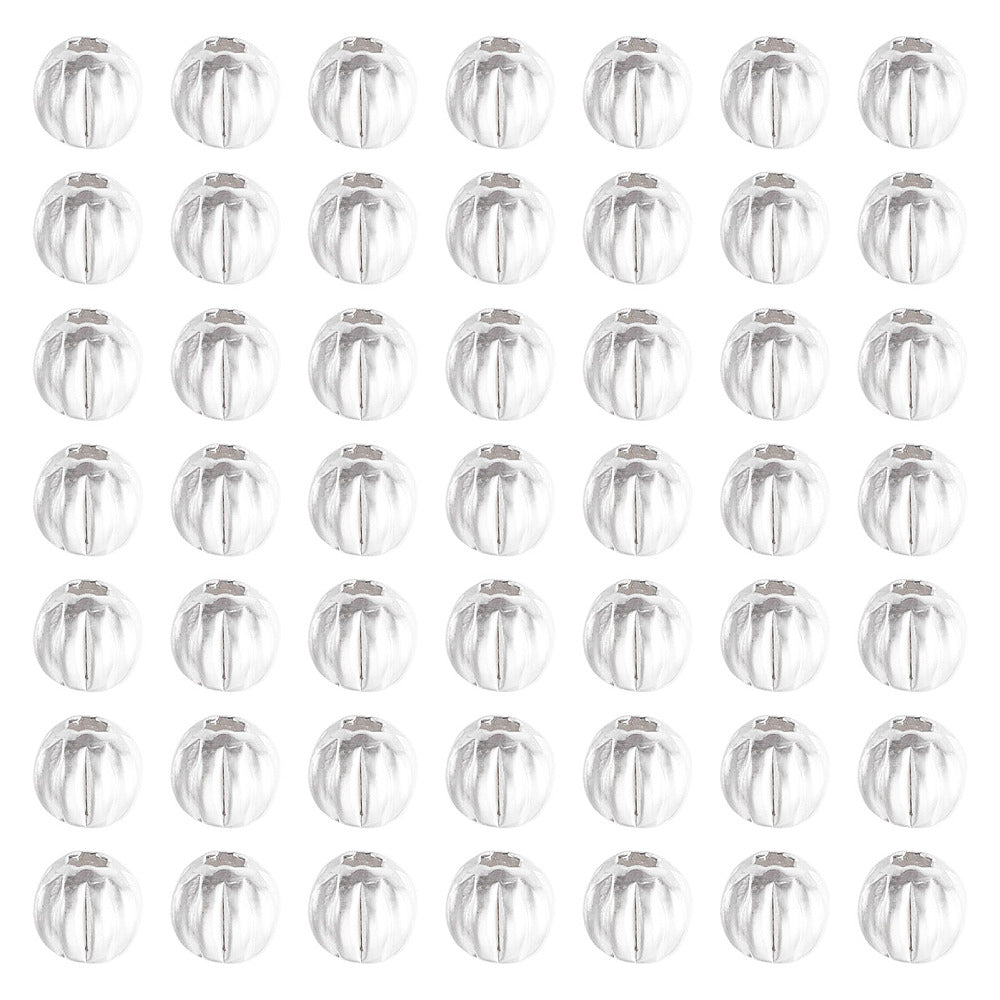 Räfflade runda 3mm pärlor i äkta 925 sterling silver, 6-pack