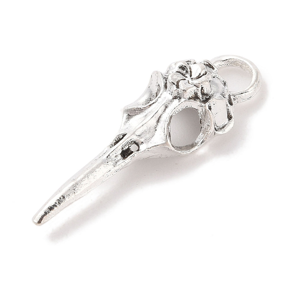 Tibetansk Berlock Korpskalle antiksilver, 1 st