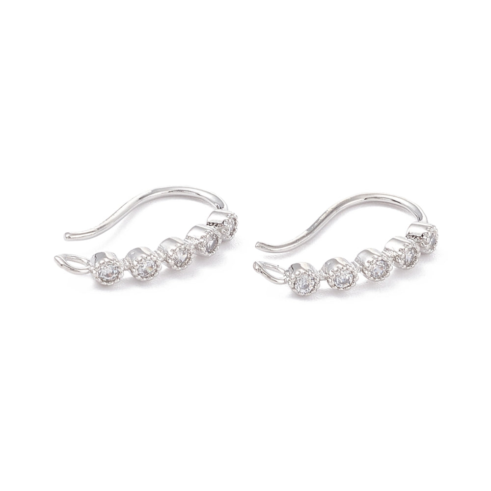 Öronkrokar i mässing med cubic zirconia platinapläterade nickelfria, 1 par