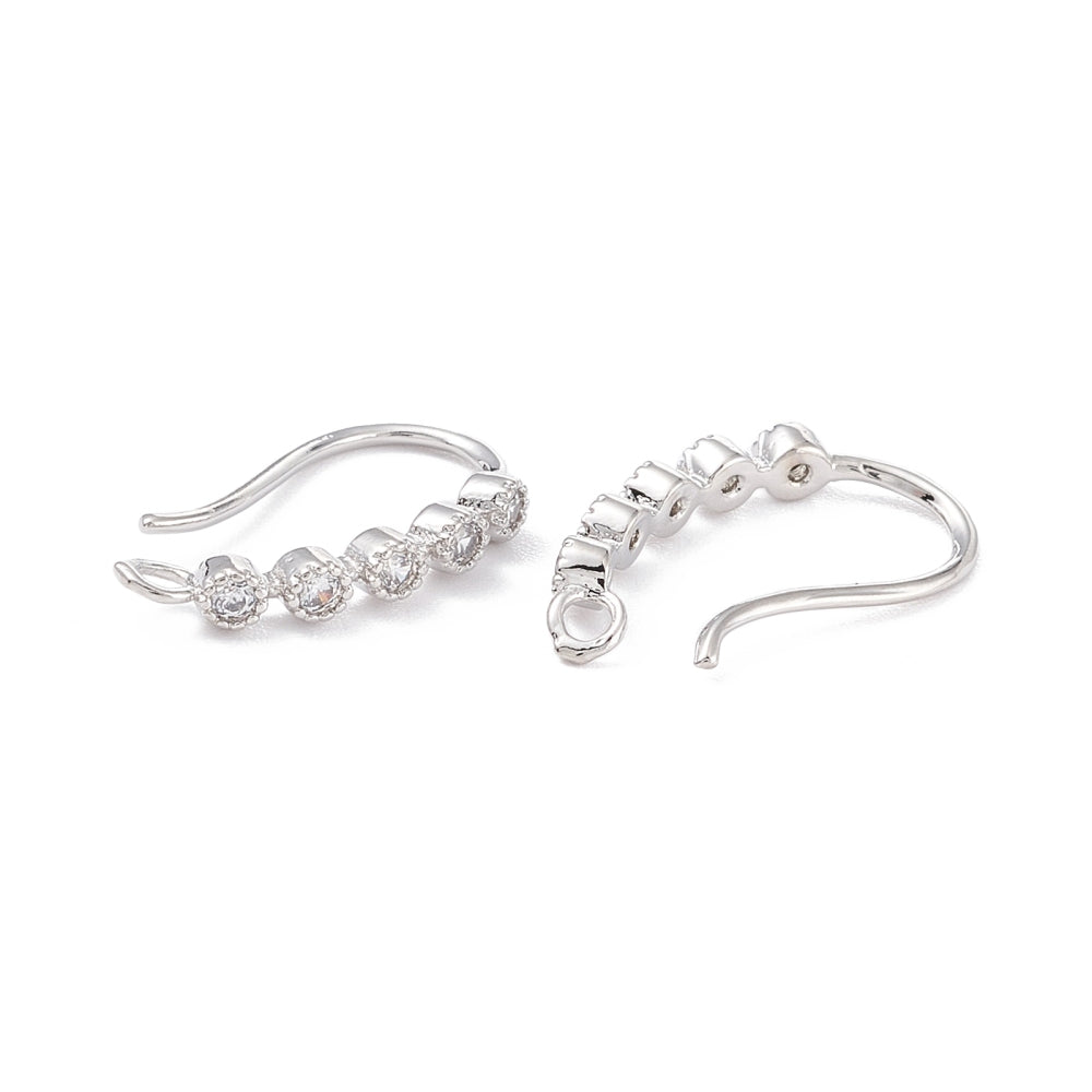 Öronkrokar i mässing med cubic zirconia platinapläterade nickelfria, 1 par