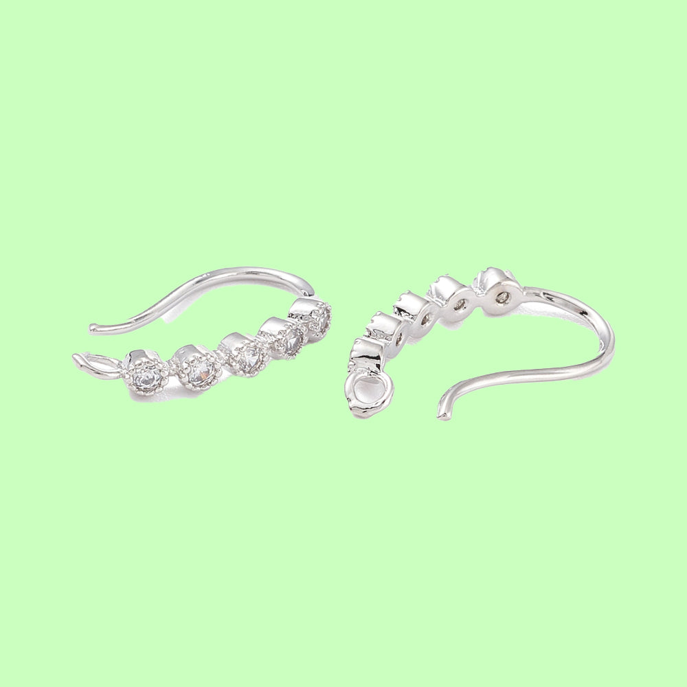 Öronkrokar i mässing med cubic zirconia platinapläterade nickelfria, 1 par