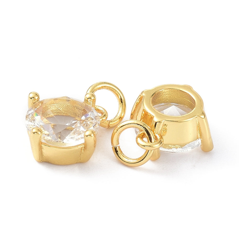 Rund berlock med cubic zirconia i mässing 18K guldpläterad Nickelfri, 1 st