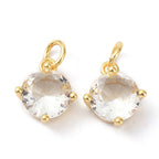Rund berlock med cubic zirconia i mässing 18K guldpläterad Nickelfri, 1 st