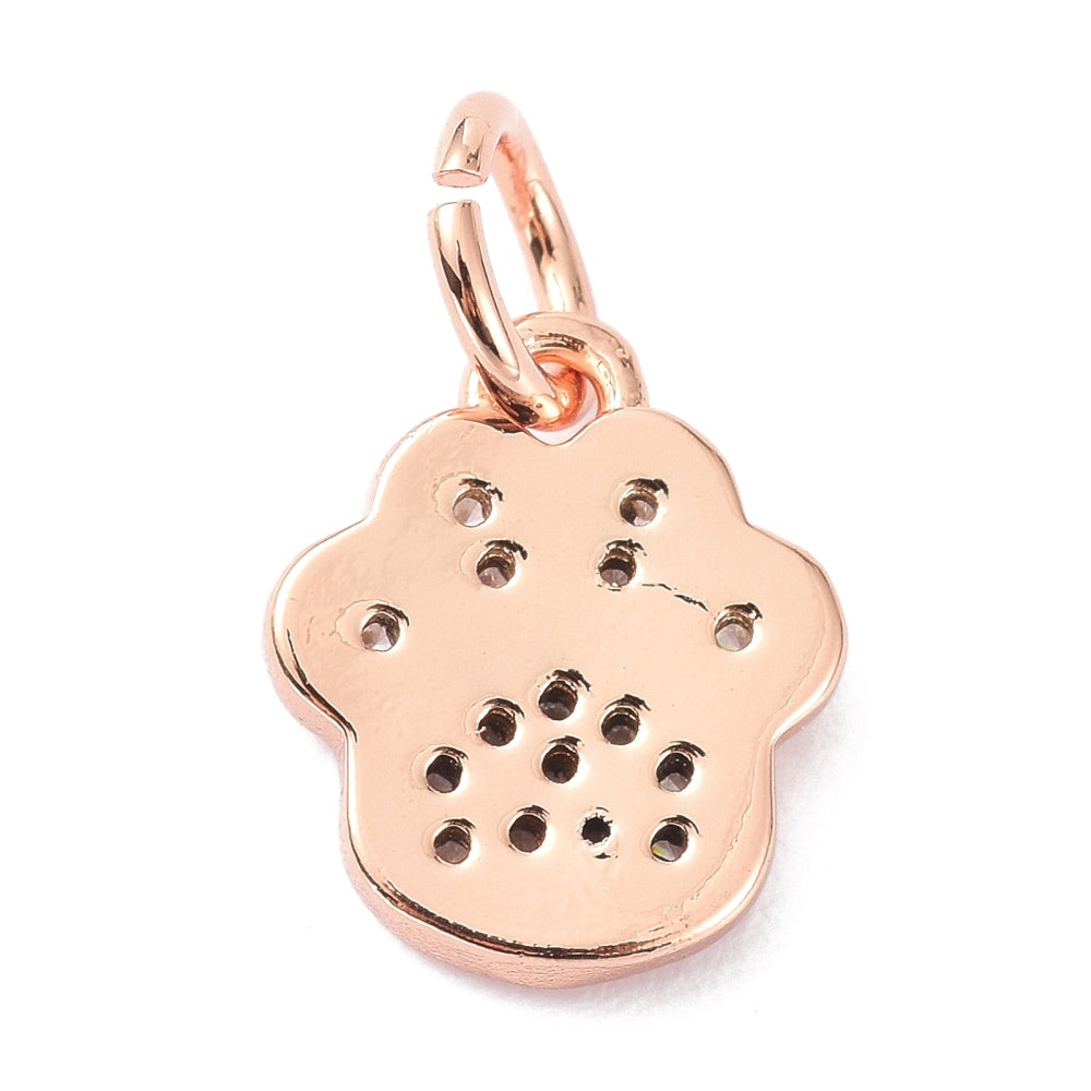Tassavtrycksformad berlock med mikroinfattade cubic zirconia i roséguldfärg.