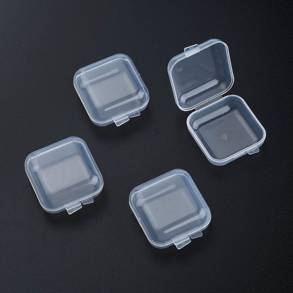 Förvaringsbox för mindre smyckesdelar transparent 40x35x18mm, 4-pack