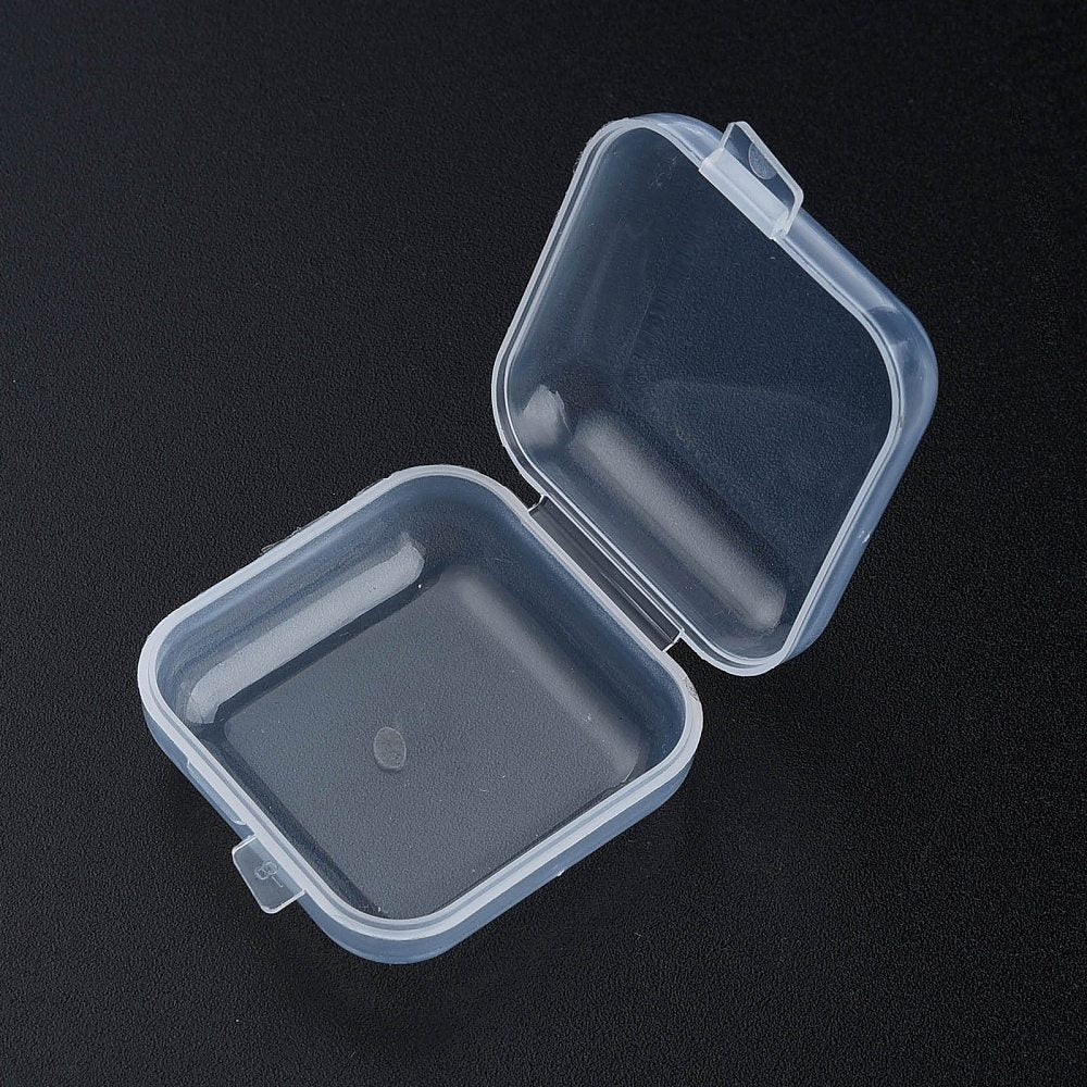 Förvaringsbox för mindre smyckesdelar transparent 40x35x18mm, 4-pack