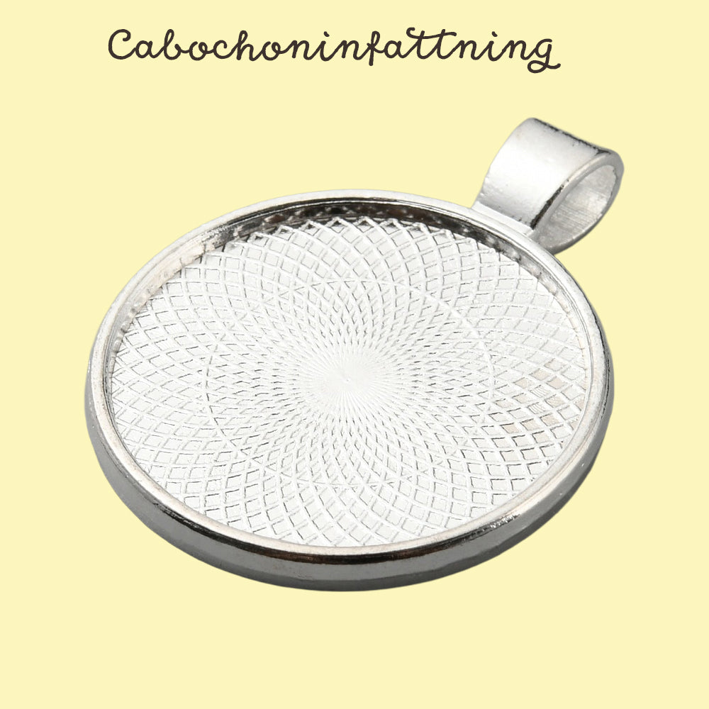 Cabochoninfattningar dubbelsidig rund silver för 25 mm cabochons, 2-pack