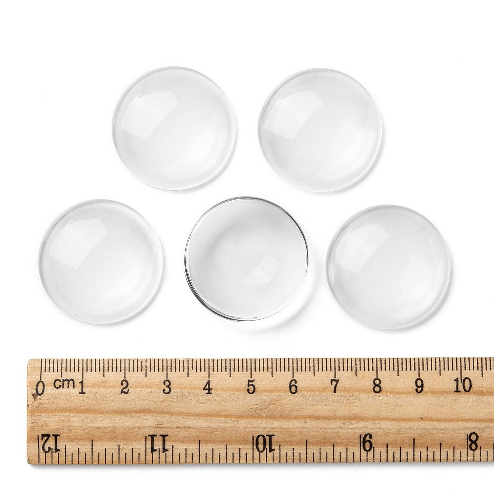 Cabochons i glas rund 30 mm klara, 4-pack