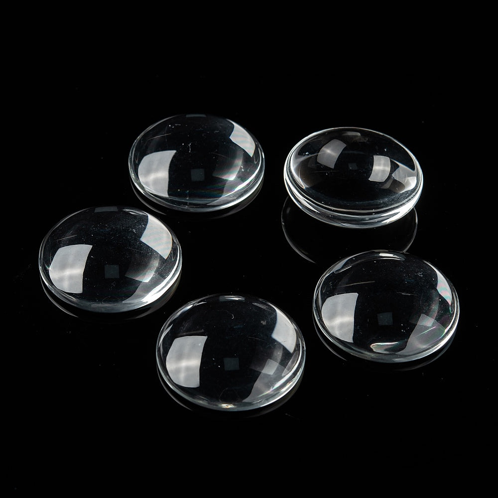 Cabochons i glas rund 30 mm klara, 4-pack
