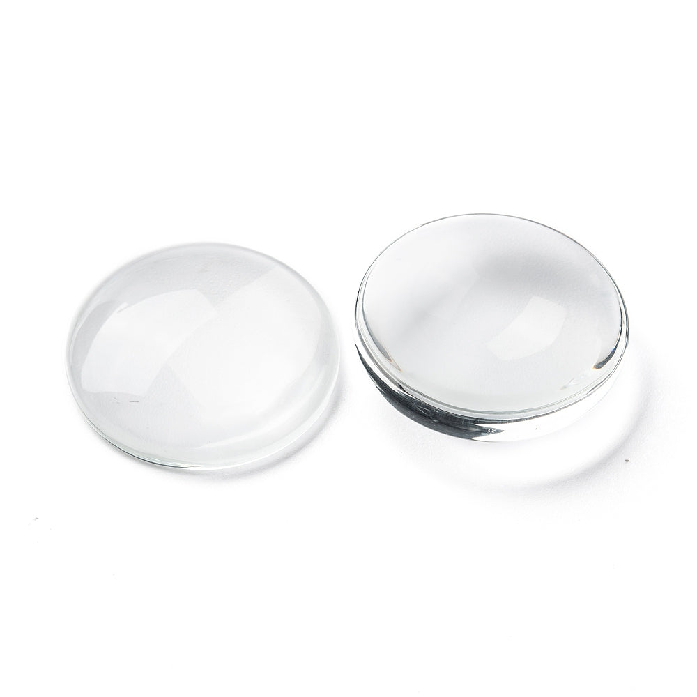 Cabochons i glas rund 30 mm klara, 4-pack