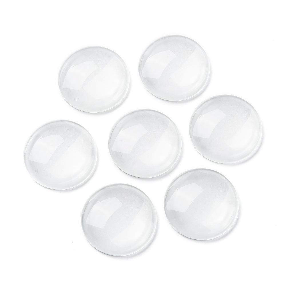 Cabochons i glas rund 30 mm klara, 4-pack
