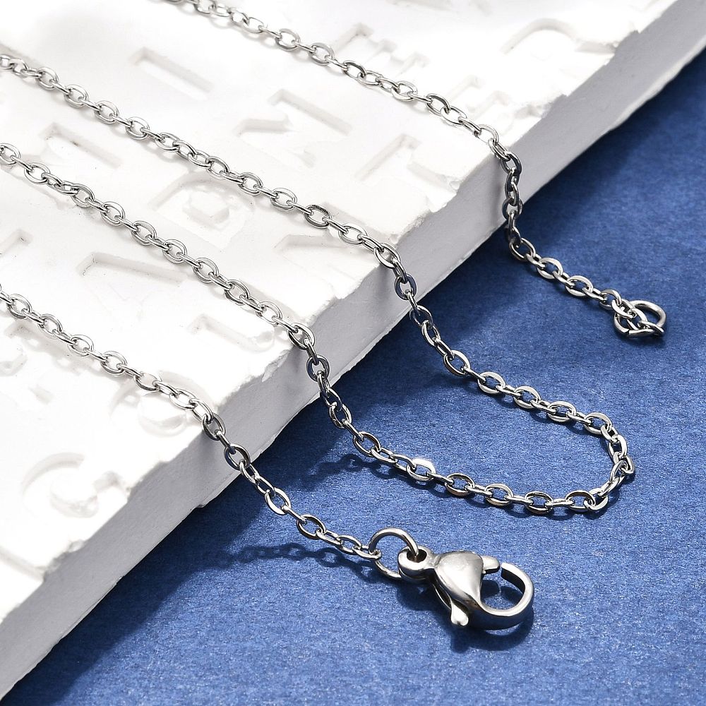 Halsband kabelkedja rostfritt stål 44,9 cm nickelfri, 4-pack