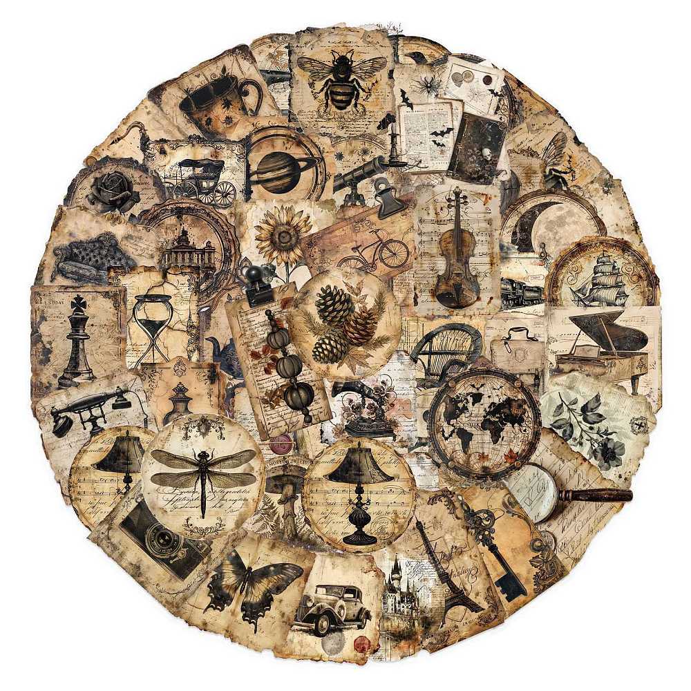 Klistermärken Stickers med vackra vintage motiv, 1 set (50-pack)