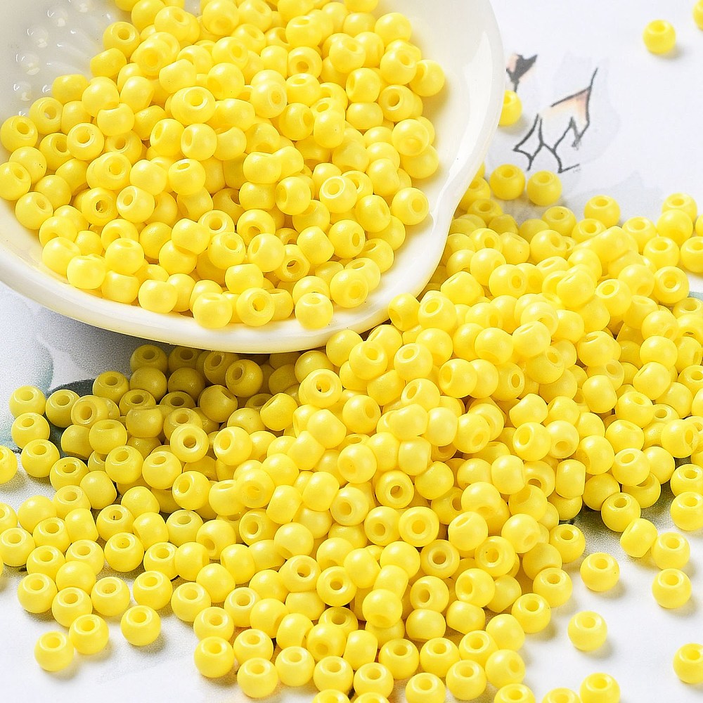 Seed Beads 4x3mm Gul Ugnshärdad, 30 gram (ca 350st)