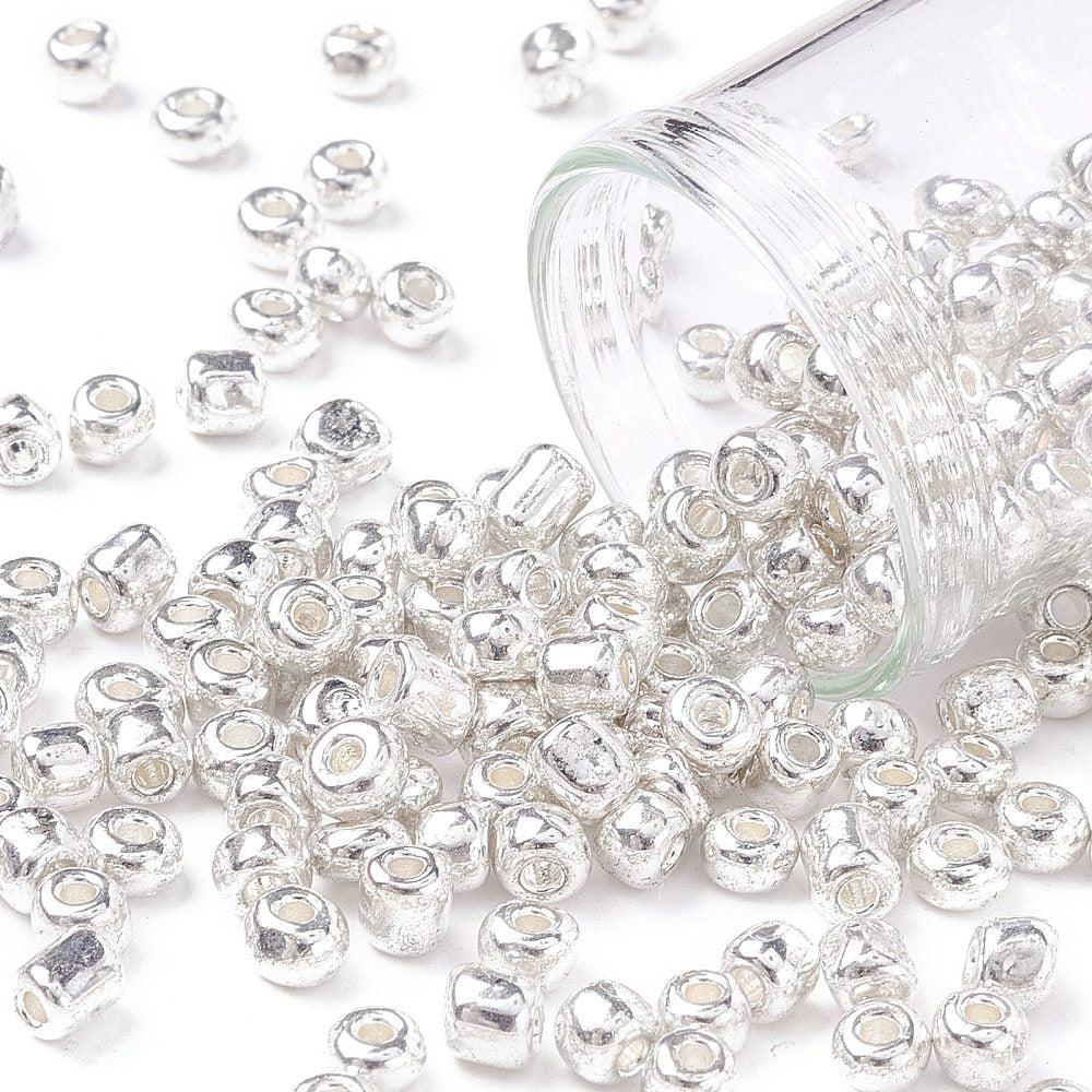 Seed Beads 4mm Silvermetallic, 30 gram (ca350st)