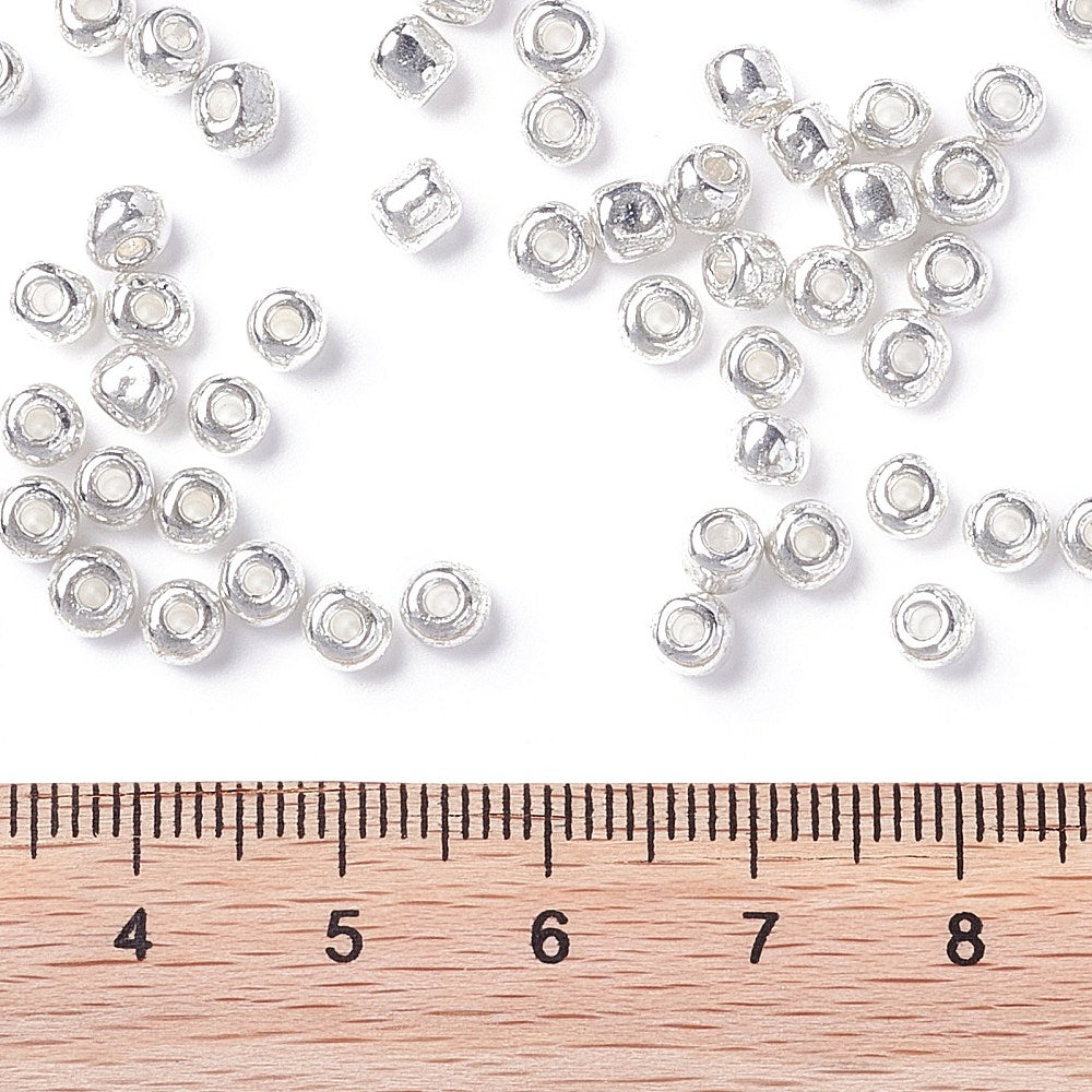 Seed Beads 4mm Silvermetallic, 30 gram (ca350st)