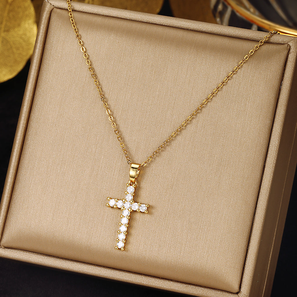 Halsband med Berlock Hänge Kors 18K Guldplätering, 1st