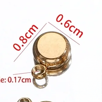 Rund berlock 6mm i rostfritt stål och klar strass gyllene, 2-pack