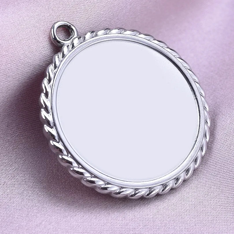 Cabochonberlock Rund med Tvinnad Kant 30 mm för 24-25mm Cabochons Rostfritt stål, 1 st
