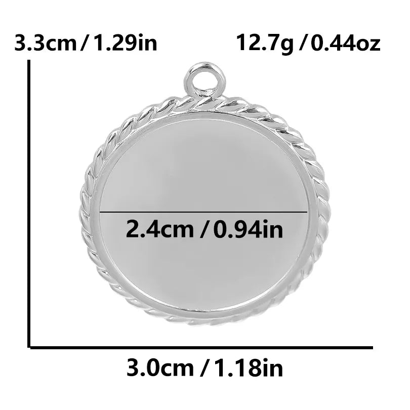 Cabochonberlock Rund med Tvinnad Kant 30 mm för 24-25mm Cabochons Rostfritt stål, 1 st