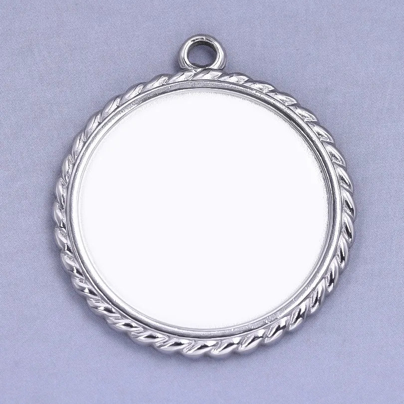 Cabochonberlock Rund med Tvinnad Kant 30 mm för 24-25mm Cabochons Rostfritt stål, 1 st