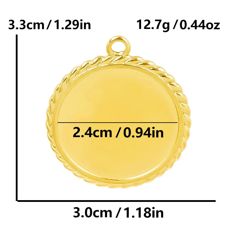Cabochonberlock Rund med Tvinnad Kant 30 mm för 24-25mm Cabochons Rostfritt stål Gyllene, 1 st