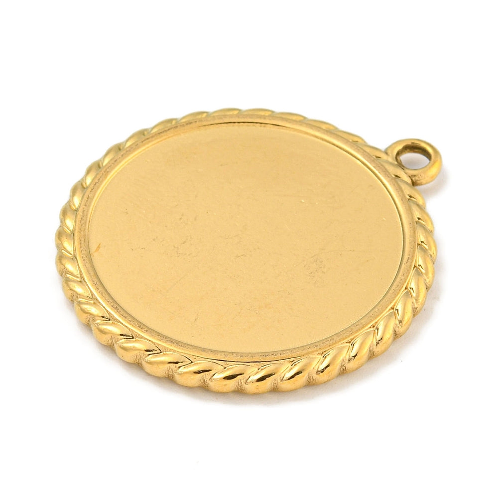 Ramberlock med Tvinnad Kant 30 mm för 24-25mm Cabochons Rostfritt stål 18K Guldplätering, 1 st