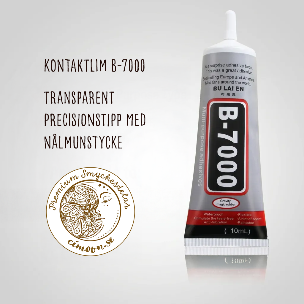B-7000 Kontaktlim med precisionspip transparent för bl.a. glas, resin, 1 tub med 10ml